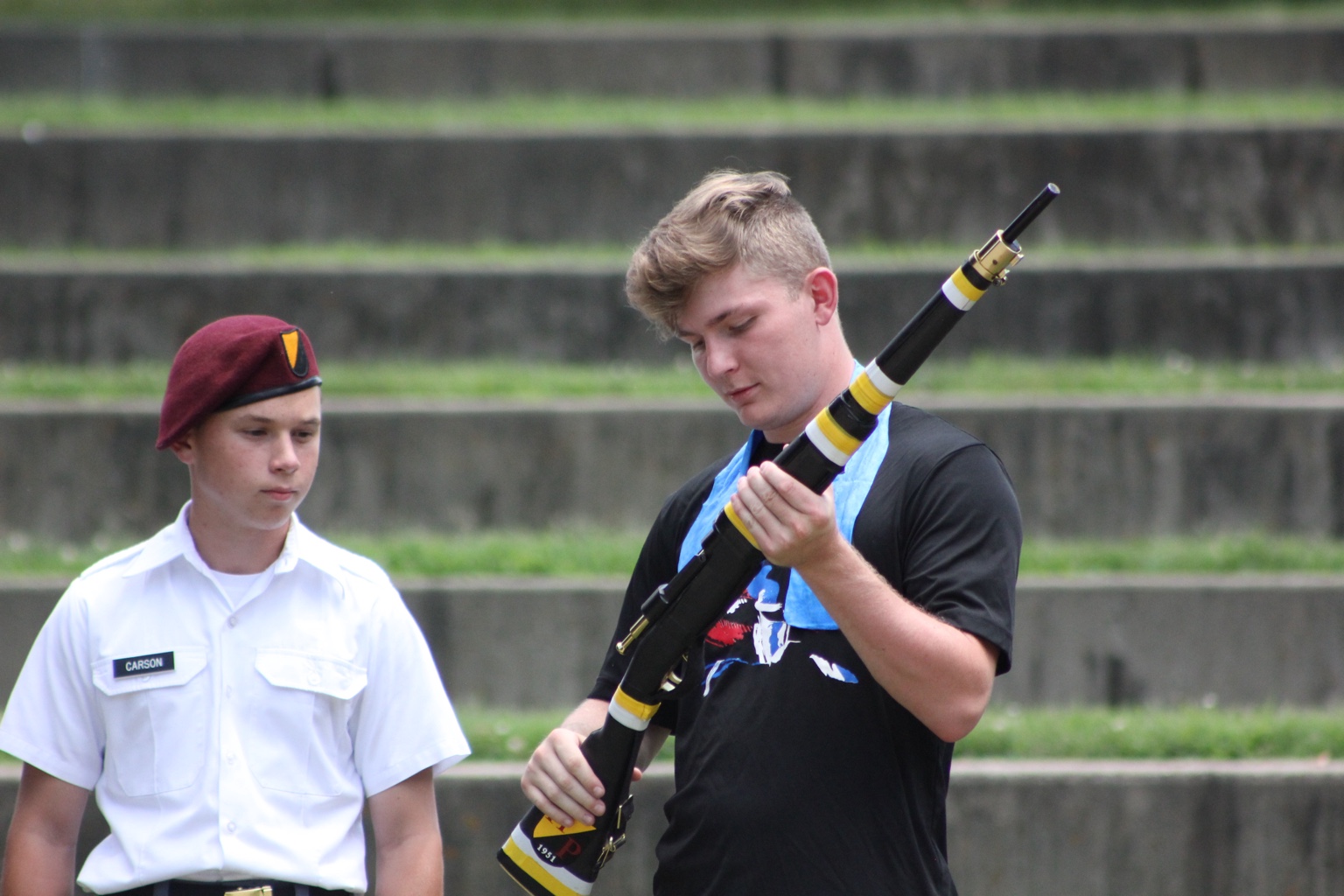 Trey coaching military drill students